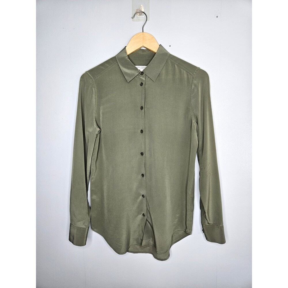 EQUIPMENT Femme Silk Button Down Blouse XS Top Green Classic